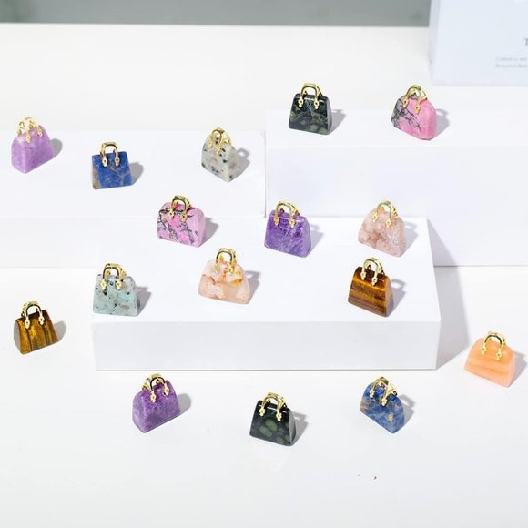 Chakra Stones Hand Carved Gemstone Healing Crystals Handbag Shaped1Pack(AnyColor - Picture 9 of 10